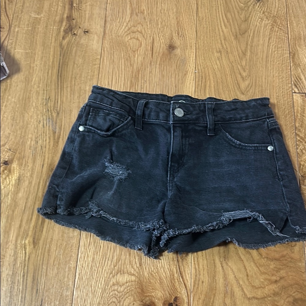 Girls Black Denim Shorts